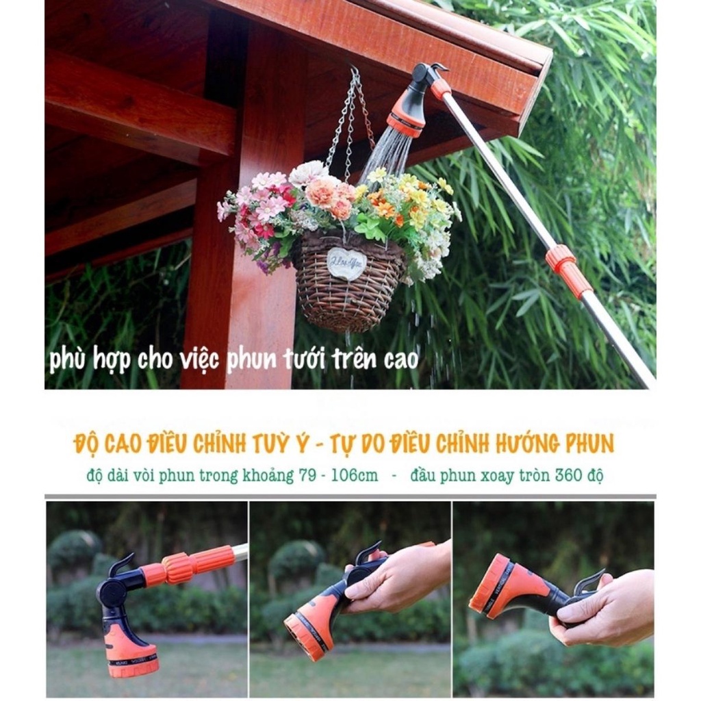Bộ vòi phun tưới đa năng 8 kiểu phun Lionking GSKN244 chiều dài từ 5 mét đến 25 mét