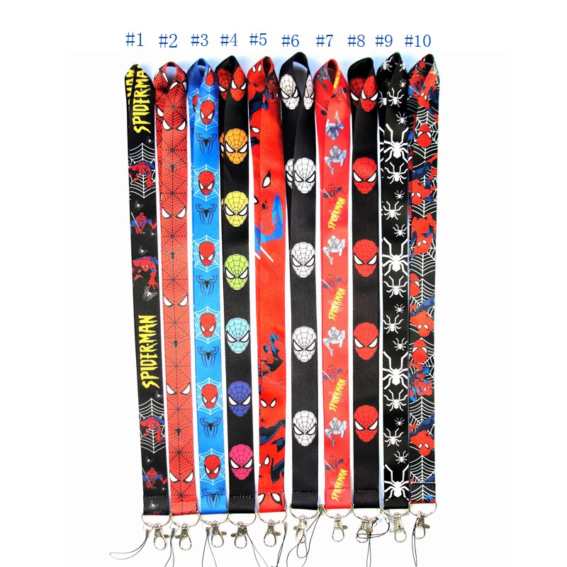 Spiderman Cartoon Lanyard Fashion Neckband Key Lanyards ID Card Gym Sports Phone Clip DIY Sling Lasso Neck Strap Easy Release Buckle