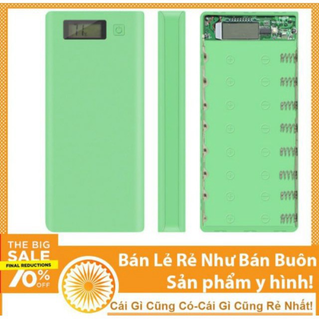 Tặng 1 quả pin 18650 khi mua Box sạc vỏ Sạc Dự Phòng Lắp 8 Cell 18650 Vỏ Nhựa Màn LCD Màu Ngẫu Nhiên