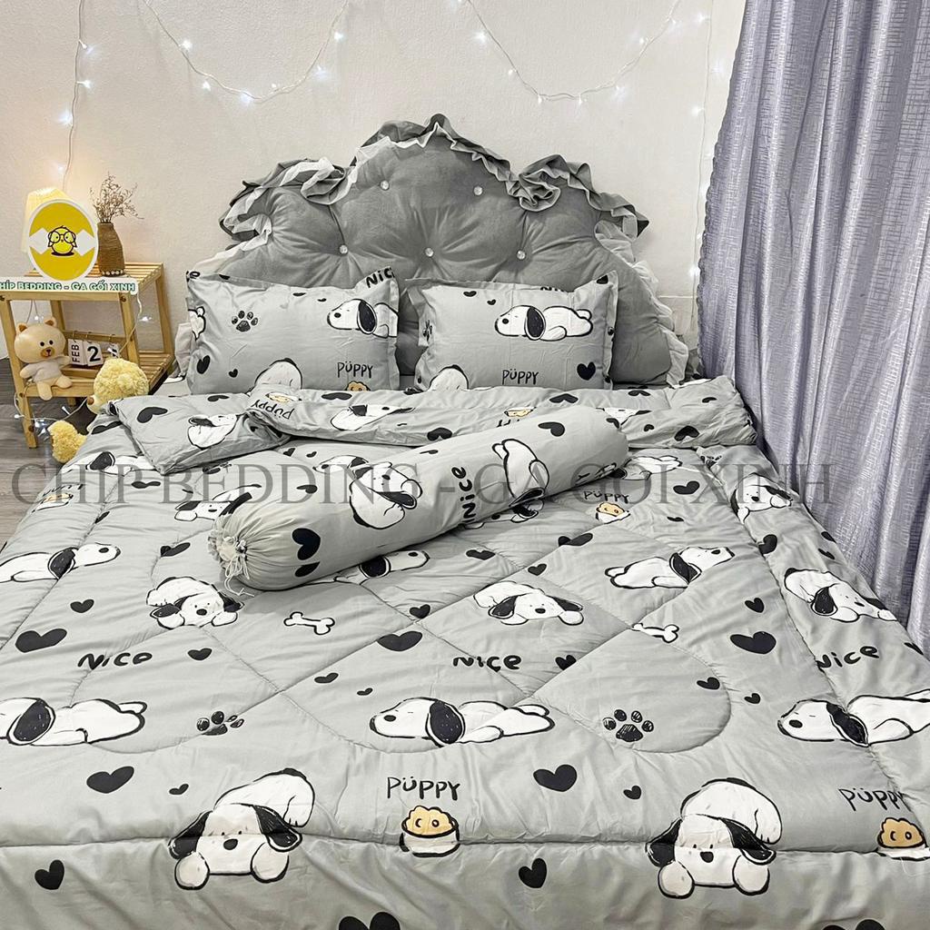 TRỌN BỘ COTTON POLY 5 MÓN CHĂN PHAO DÀY DẶN HÀNG VN HỌA TIẾT CHÓ NICE - ĐỦ KÍCH THƯỚC