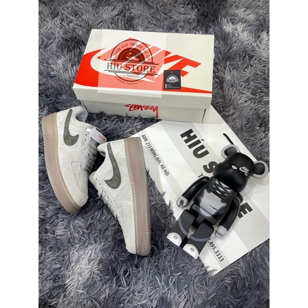 (Híu)Giầy Thể Thao Air Force 1 RC Nâu Xám Da Lộn|Đế Khâu Lót Bông