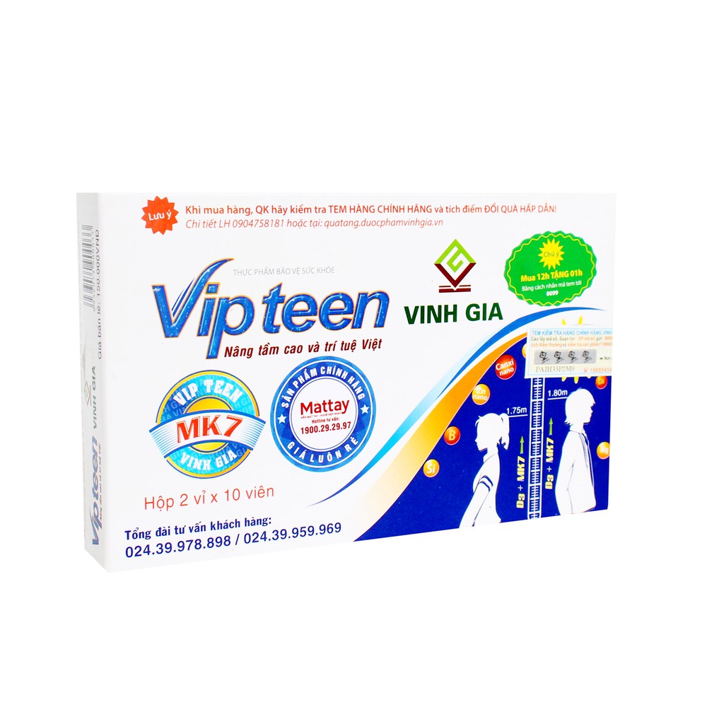 Vipteen - Hộp 20 Viên - Nâng Tầm Cao Và Trí Tuệ Việt.