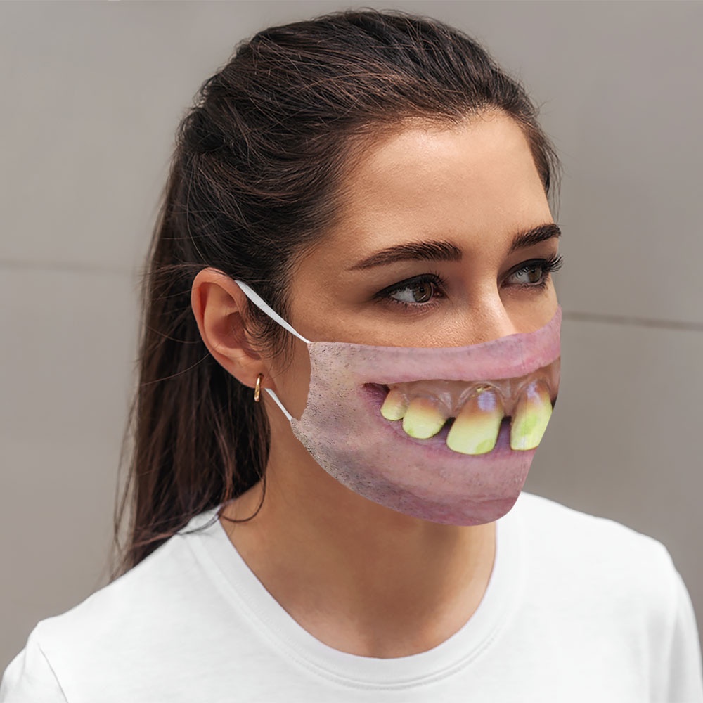 Khẩu trang miệng cười hút thuốc hàm răng chế quỷ mặt người 134 CARTWELL phòng ô nhiễm phòng dịch bệnh chống nắng dày 2 l