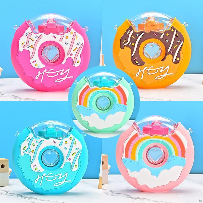 Bình Đựng Nước Hình Bánh Donut Màu Sắc Cầu Vồng Đáng Yêu Có Ống Hút