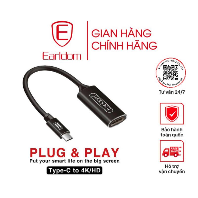 Jack Chuyển Đổi Từ Cổng Type-C Ra Cổng HDMI EARLDOM W 11 (Độ Phân Giải 4K)