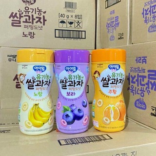 Bánh gạo hữu cơ ILdong Hàn Quốc cho bé 6m+ , dạng hũ 40gr, vị chuối, cam, việt quốc