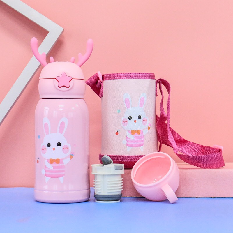 [Mẫu mới] Bình nước giữ nhiệt cao cấp có nắp đậy chất liệu thép không gỉ 316 (có túi đeo)