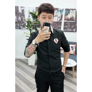 áO Sơ Mi Nam ĐEN logo con ong chất lụa