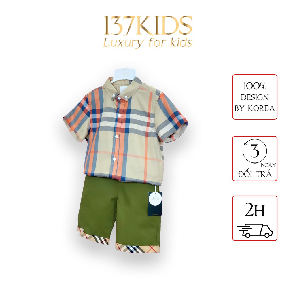 Áo sơ mi caro burberry bé trai 137Kid thiết kế cao cấp
