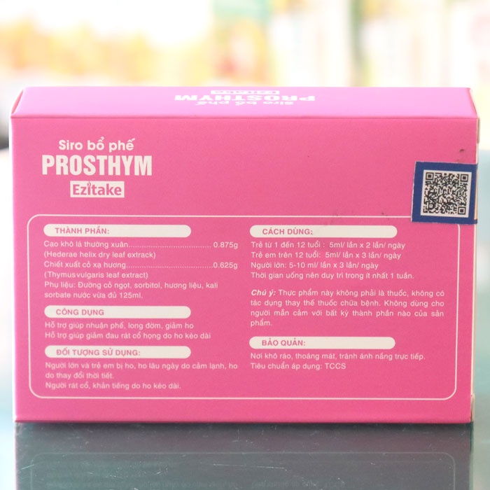 Siro bổ phế Prosthym Ezitake, hỗ trợ giảm đau rát cổ họng, long đờm 910 gói x5ml)