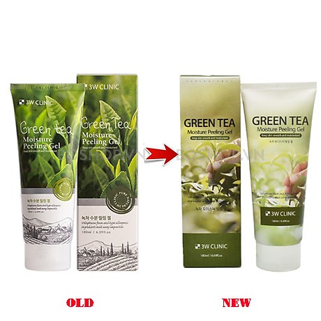 Gel tẩy da chết chiết xuất trà xanh 3W CLINIC Green tea Moisture Peeling Gel 180ML