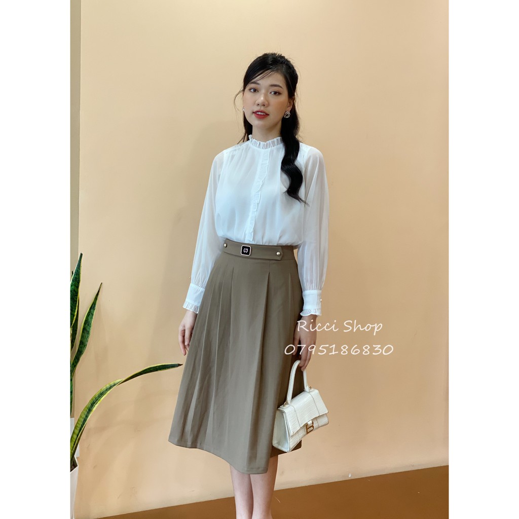 Áo dài tay, viền bèo A223_RICCISHOP