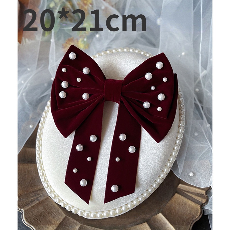 Nơ Cài Tóc Cô Dâu Màu Đỏ Rượu Thời Trang Cổ Điển