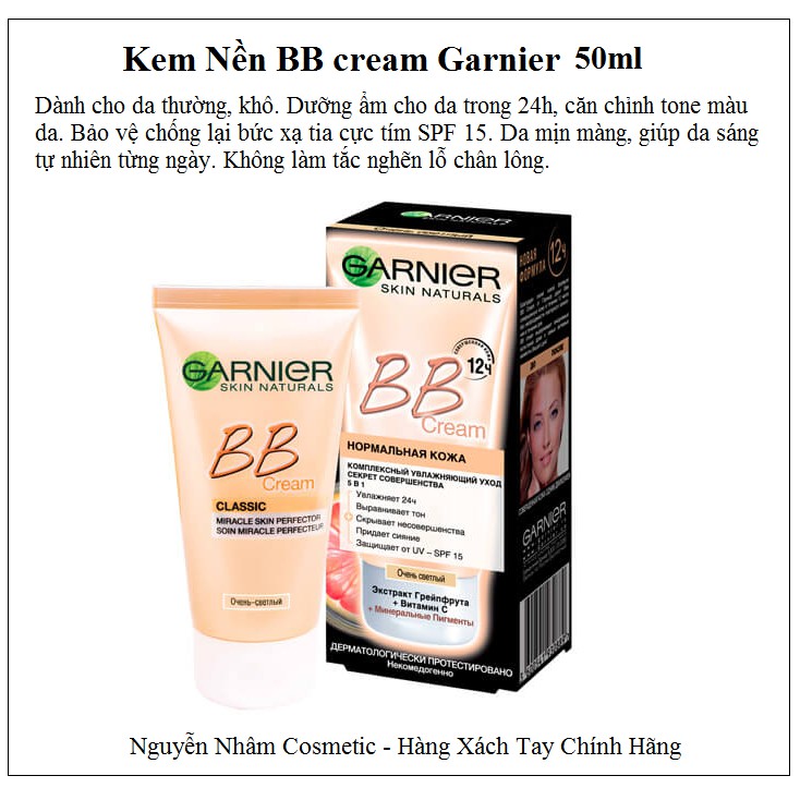 Kem Nền BB GARNIER  Dành Cho Da Thường, Da Khô 50ml | BigBuy360 - bigbuy360.vn