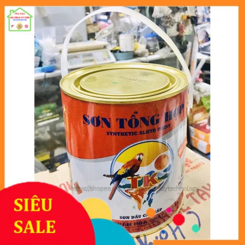 [ XẢ KHO ] Sơn tổng hợp ALKYD TK sơn sắt thép, đồ gỗ,... lọ 3kg (tặng kèm chổi quét)