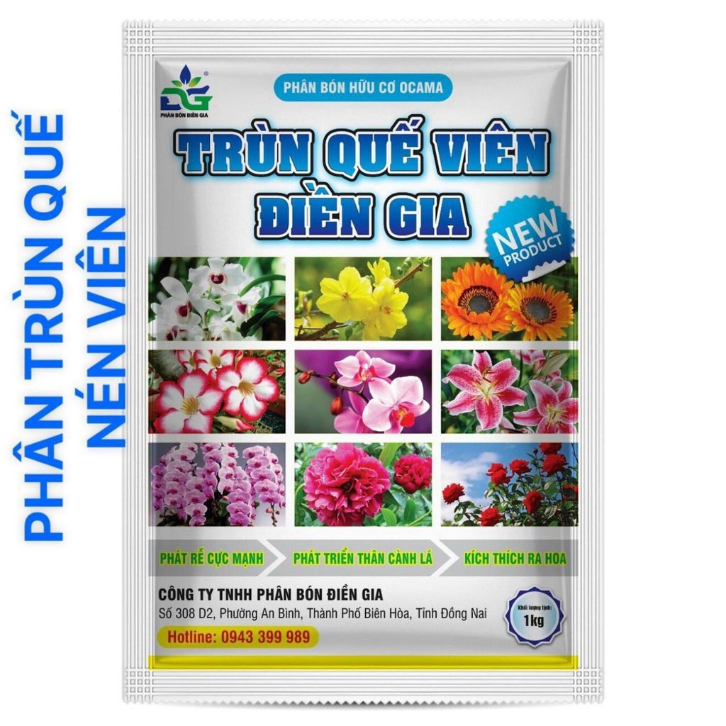 Phân Trùn Quế Viên Nén Điền Gia - 1kg - Phát Rễ Cực Mạnh - Phát Triển Thân Cành Lá - Kích Thích Ra Hoa