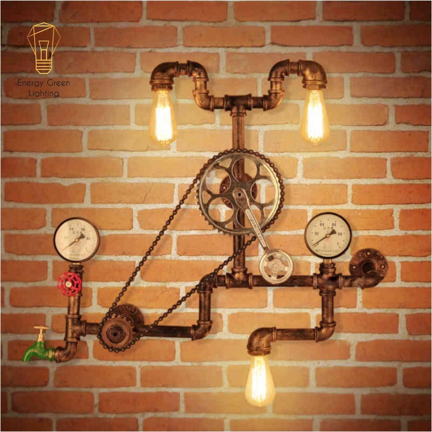 Đèn Tường Energy Green Lighting Retro DT-7869 - Hình Ống Nước - Kiểu Dáng Cổ Điển - Tặng Kèm 3 Bóng T64
