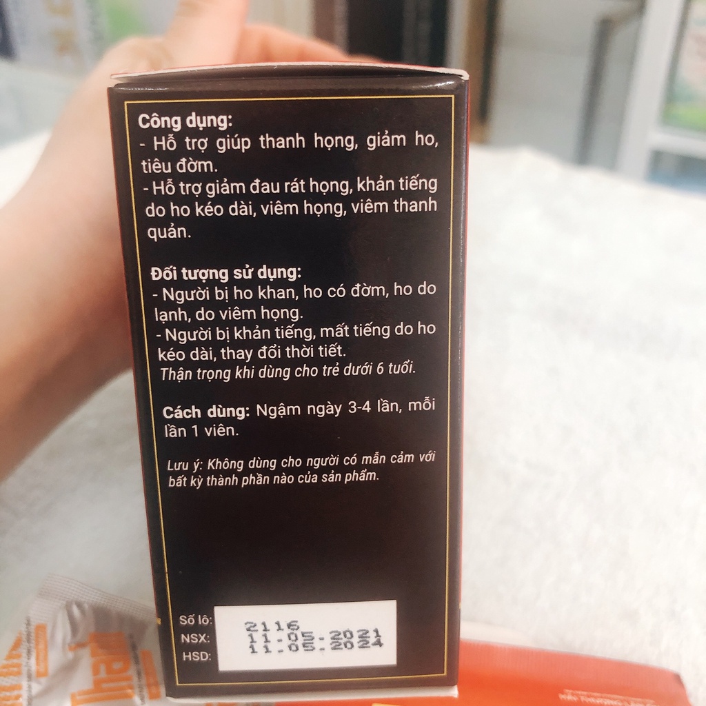 Viên ngậm An Thanh, giảm đau rát họng, khàn tiếng, ho khò khè