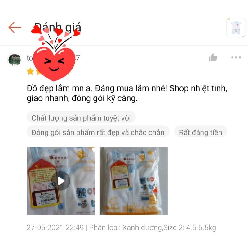 Bộ cài giữa tay ngắn sơ sinh quần in họa tiết xinh xắn Babiboo cho bé trai bé gái BKT02