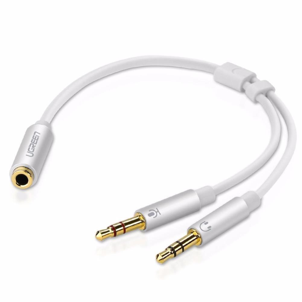 Dây Audio chuyển tai nghe 3.5mm sang 2 đầu Mic và Tai nghe dài 20CM UGREEN 20899 - Hàng chính hãng