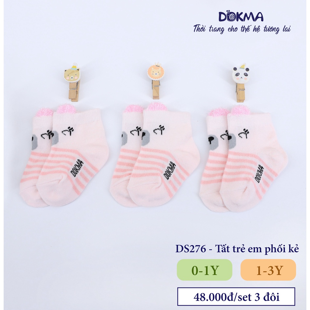 Dokma - Set 3 đôi tất trẻ em chống trượt phối kẻ (0-3y) DS276