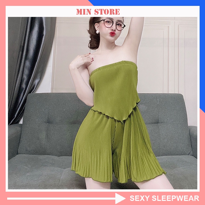 Váy ngủ sexy chất thun xếp ly cao cấp 2 dây gợi cảm MIN SHOP VN1002 | BigBuy360 - bigbuy360.vn