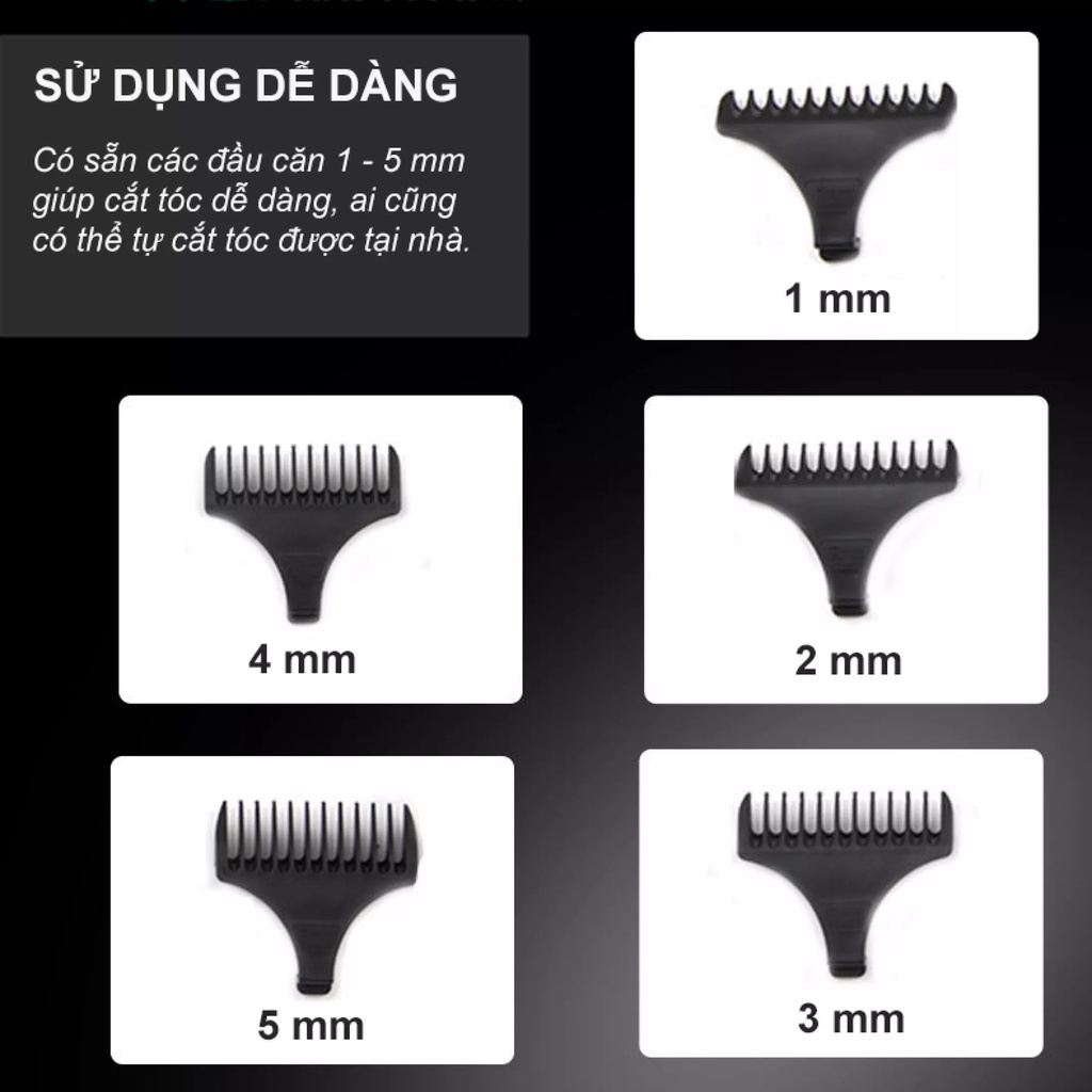 Tông đơ cắt tóc nam đa năng VGR , Tăng đơ cắt tóc cầm tay dễ dàng chăm sóc tóc - TẶNG KÈM 5 ĐẦU TÔNG ĐƠ VÀ CHỔI VỆ SINH