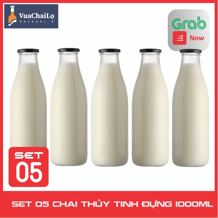 Chai thủy tinh 1000ml (set 5 chai)