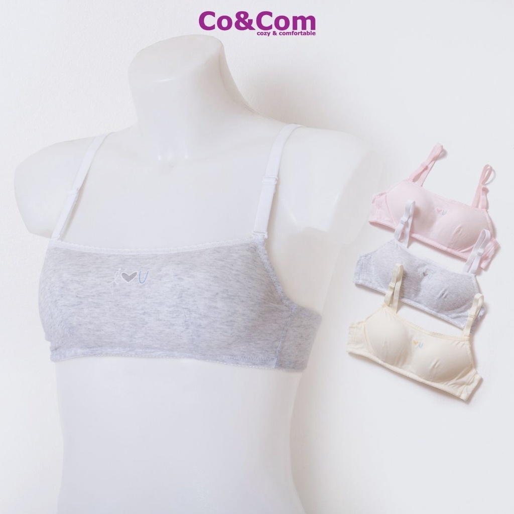 Áo Lá Học Sinh Áo Lót Bra Cho Bé Gái Cotton Co&amp;com ALV2015 Kiểu Dáng Quây Không Gọng Thấm Hút Kháng Khuẩn