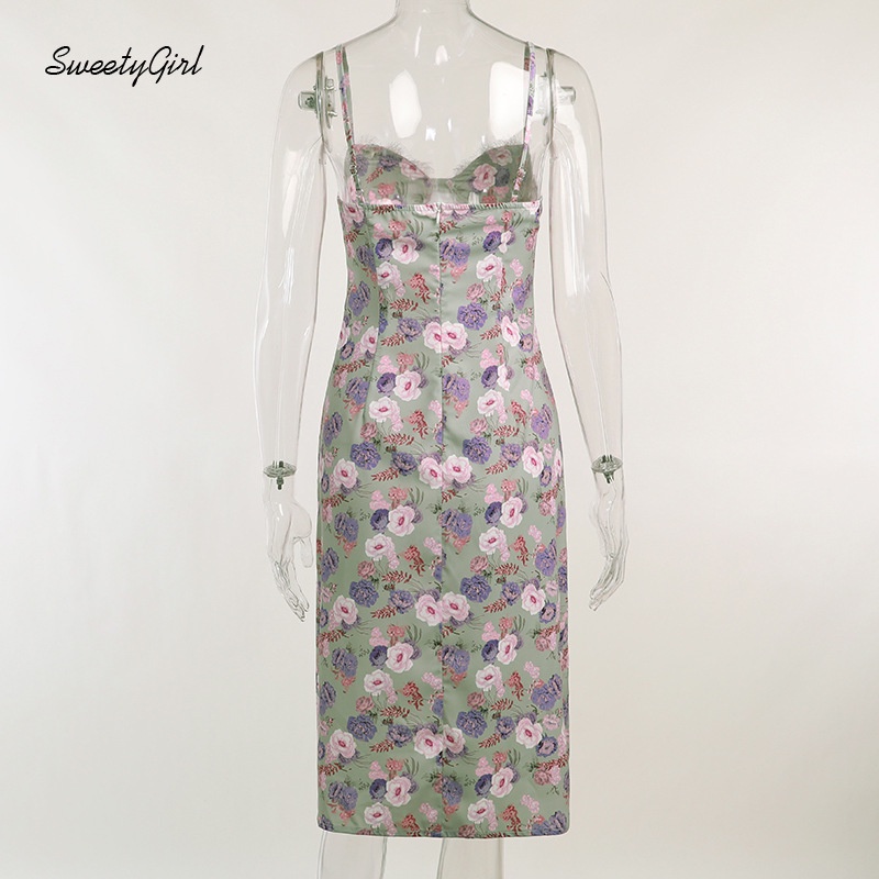 Đầm Midi Không Tay Cổ Chữ V In Họa Tiết Hoa Quyến Rũ Dành Cho Nữ 2022