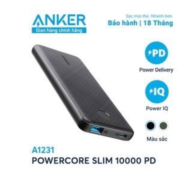 Pin Sạc Dự Phòng 10.000mAh PD Anker PowerCore Slim A1231