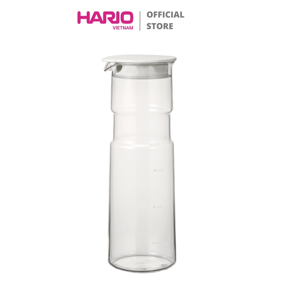 Bình đựng nước bằng thủy tinh nắp đậy chặt Hario Water Pitcher HOLD 6FP-10-W 1L