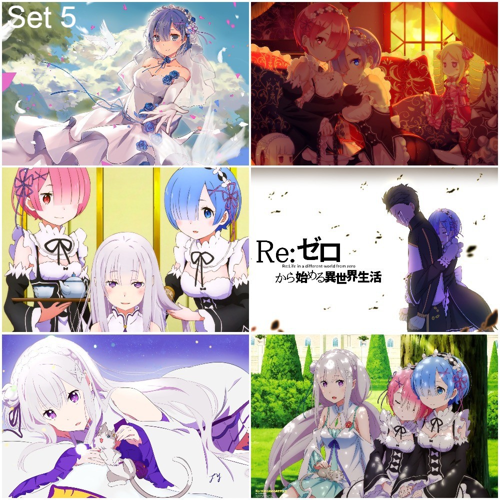 Bộ 6 Poster anime Re:Zero − Bắt đầu lại ở thế giới khác (1) (bóc dán) - A3,A4,A5