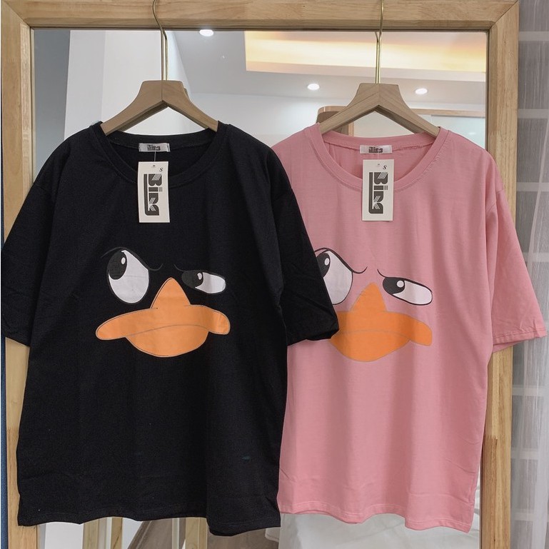 Áo phông dáng rộng có size tay lỡ in hình vịt cute Vanmiushop
