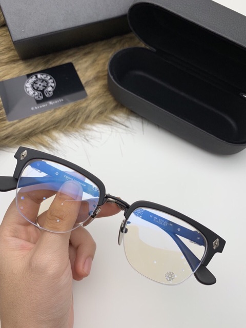 Kính gọng Chrome Hearts Nửa viền Cao cấp - Frame Japan logo bạc 925