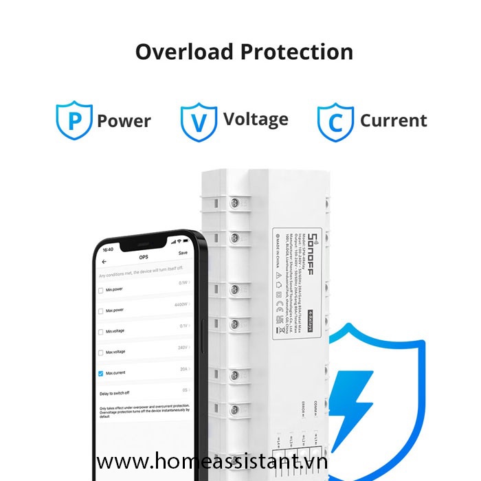 Cầu Dao Đo Điện Thông Minh Wifi Ethernet RS485 Sonoff SPM