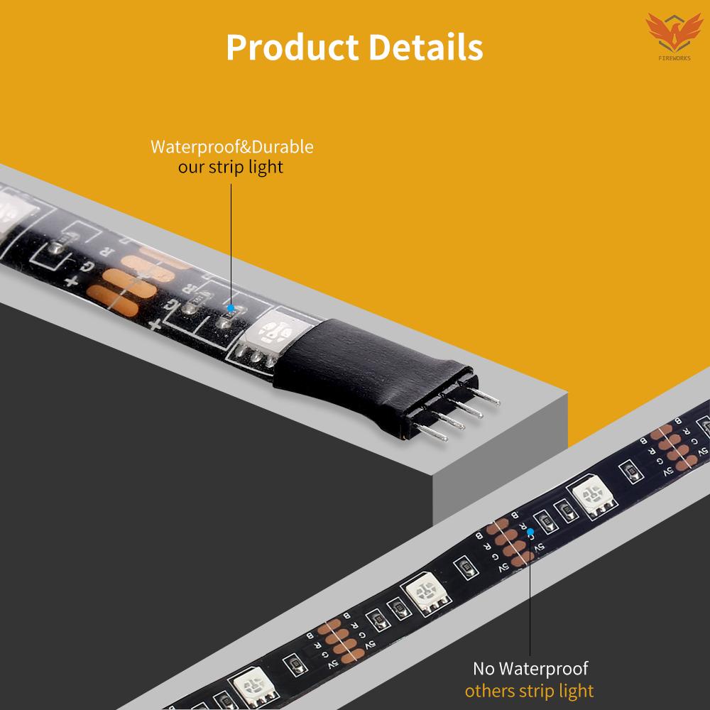 Fir LED Computer Case Strip Light Flexible RGB Lamp Tape Diode 5V Desk Screen TV Background Lighting USB Powered 3 Key Control 0.5M | BigBuy360 - bigbuy360.vn