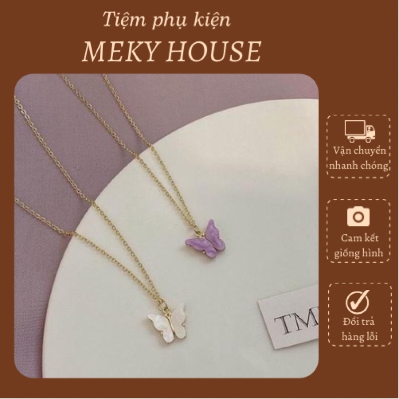 Vòng cổ dây chuyền nữ màu vàng gắn hình cánh bướm thanh cách lịch sang trọng