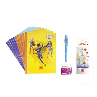 [TẶNG HỘP 6 ỐNG MỰC] Combo 10 vở 4 ô ly Hồng Hà 48 trang 0415, bộ eke & 1 bút máy nét hoa 2256 - Class 02 tiểu học