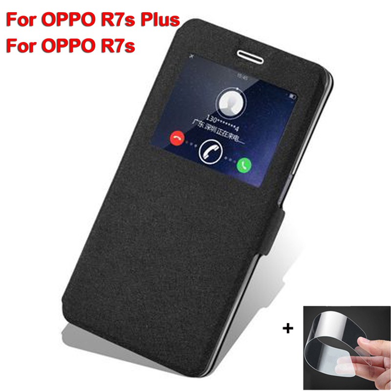 Bao Da Điện Thoại Nắp Lật Mở Cửa Sổ Cho Oppo R7S R7 S Oppor7S Plus Oppo R7S Plus R7Splus Ốp