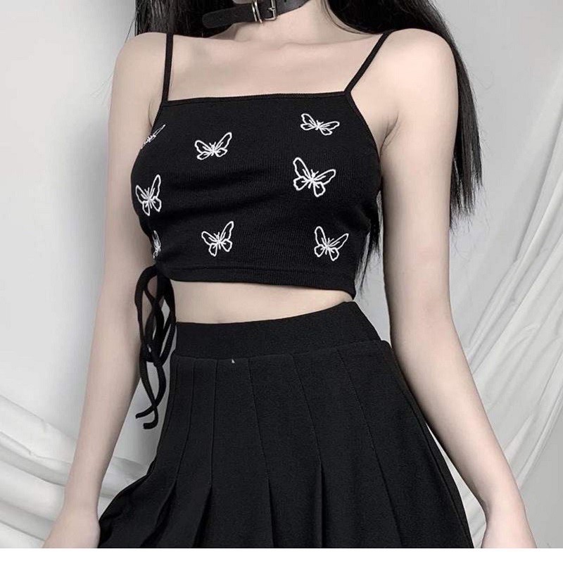 [Rẻ Vô Địch] Áo Hai Dây, Áo 2 Dây CROPTOP BODY HÌNH BƯỚM Dây Rút Eo - Moonstore