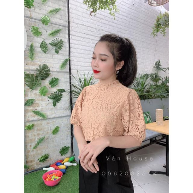 (Ảnh thật) Áo ren tay bồng