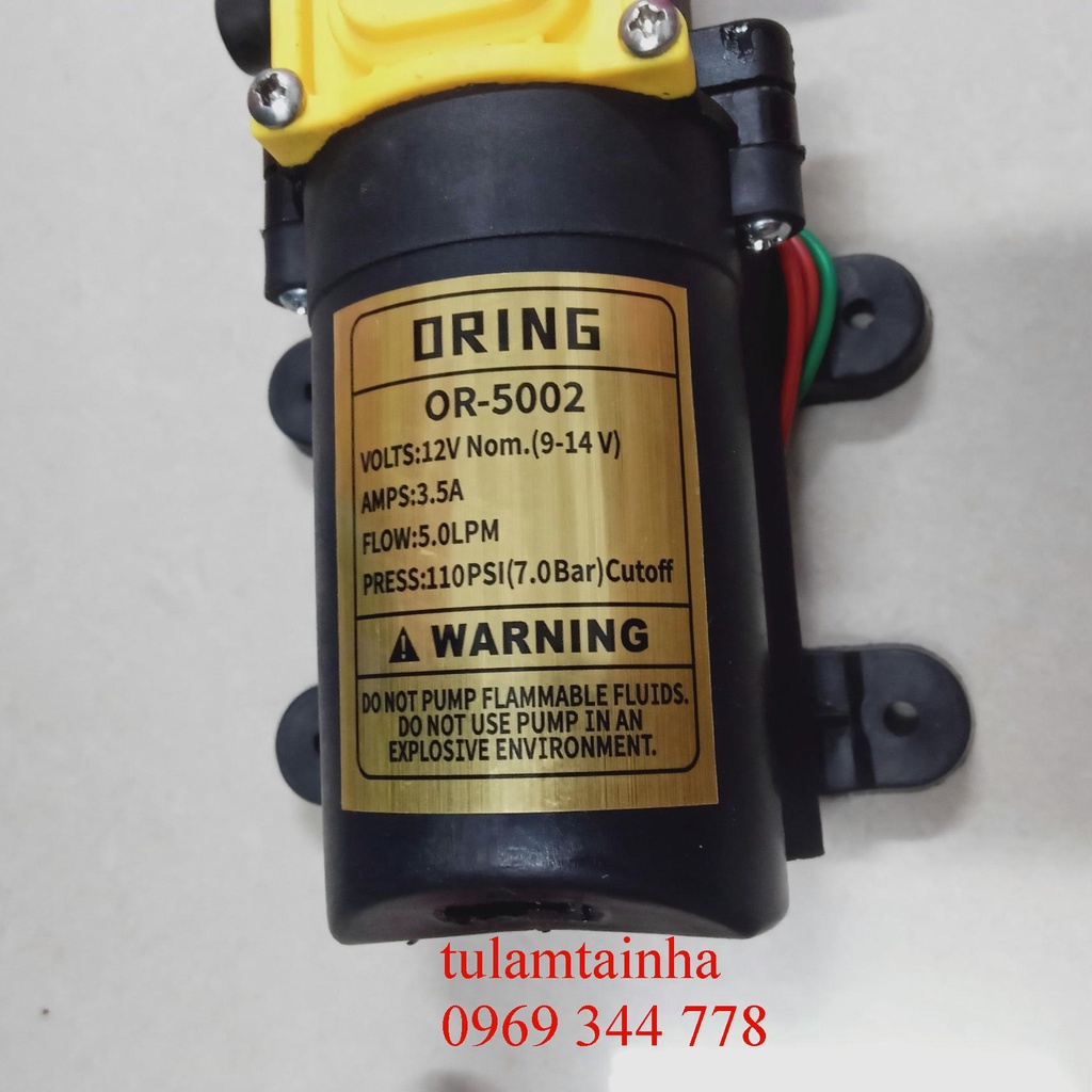 Máy bơm đơn Oring 12V vỏ kín dùng phun sương, phun thuốc, tưới cây