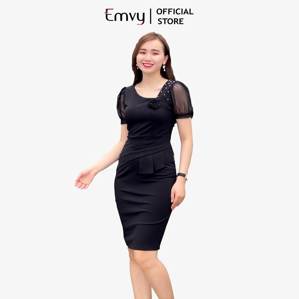 Đầm công sở dáng body nhẹ, xẻ vạt sau lịch sự chất liệu umi cao cấp Emvy K61