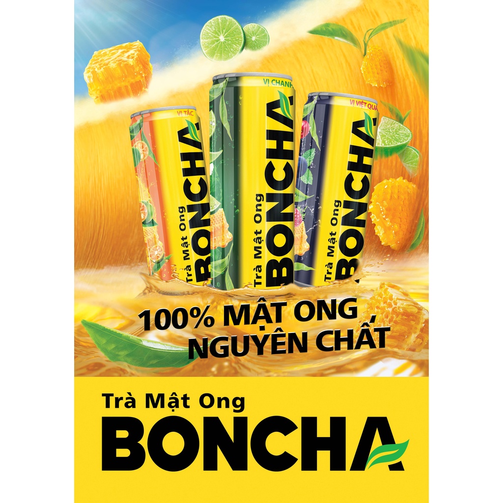 Thùng 24 lon nước uống boncha 330ml