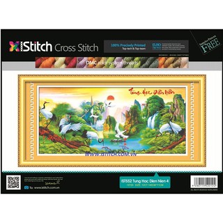 Tranh Thêu Chữ Thập Tùng Hạc Diên Niên