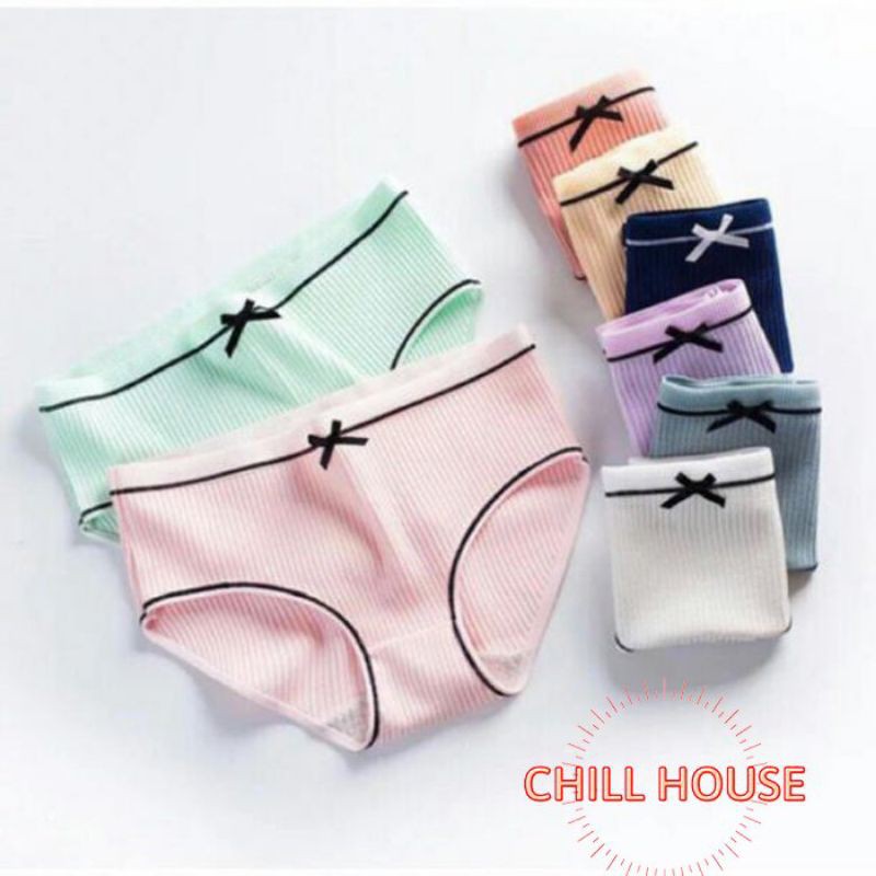 Quần lót nữ cotton tăm đính nơ siêu đẹp Q105 - CHILLHOUSE