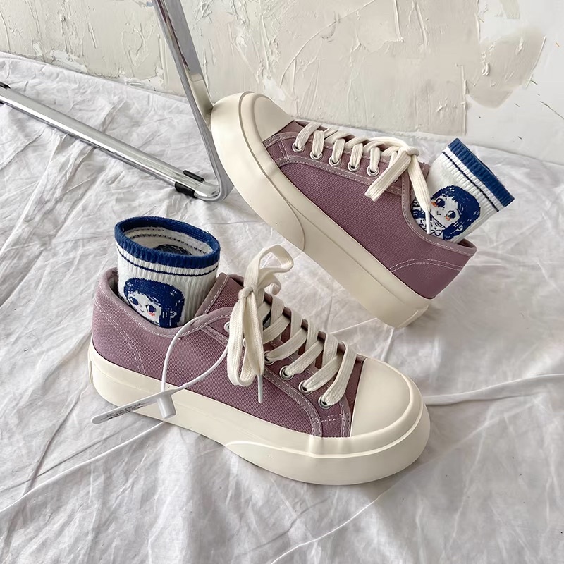 Giày thể thao vải buộc dây sọc kẻ caro ulzzang