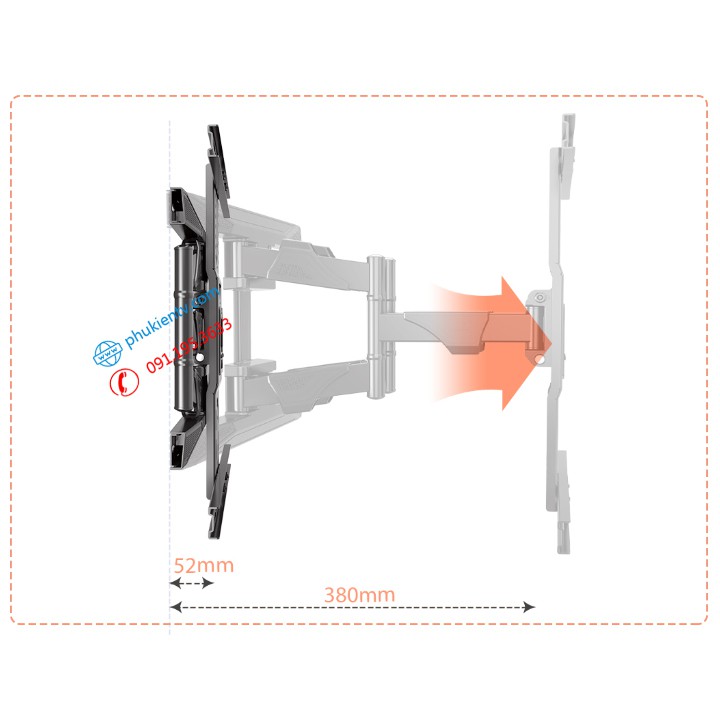 [Thiết Kế 2021] Giá Treo Tivi Góc Xoay NB P6 45 - 75 Inch - Xoay Đa Năng - Hàng Chính Hãng North Bayou