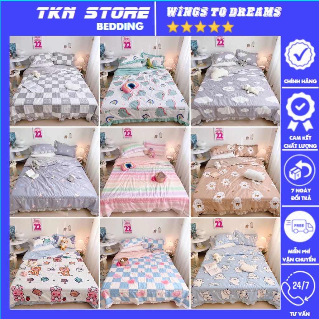Bộ chăn ga gối đũi bèo nhiệt đới chất mát chăn hè - chăn ga gối cotton đũi hàn cao cấp sét 4 món sẵn hàng đủ kích thước